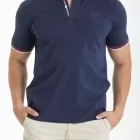 Tunisian style neck polo shirt GERONI BLUE