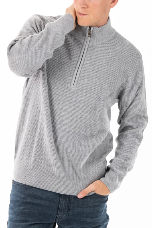 Pull Homme Col Camionneur Avec Demi-fermeture éclair - Tissu Chaud, Coupe Slim Fit, Manches Longues - Pour L'hiver Décontracté