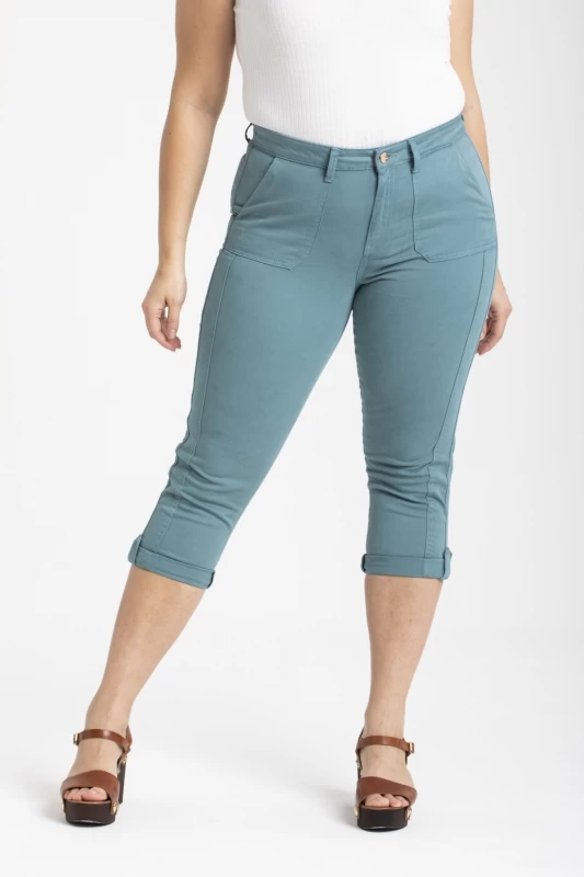 Pantalon Court (pantacourt) En Jean Stretch Gris BIANCA - Taille 48, Occasion Très Bon état