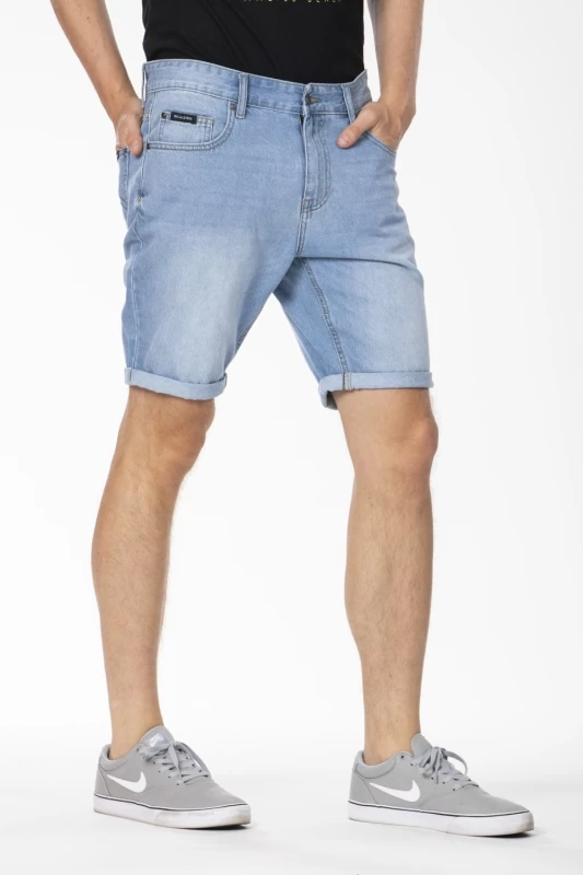 Bermuda vestibilità relax in denim leggero stone washed spazzolato ALI 