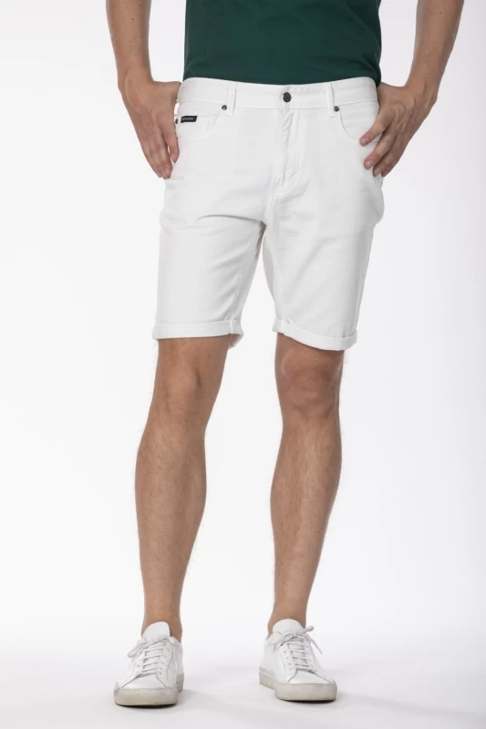 Bermuda in denim leggero bianco vestibilità morbida AMIR