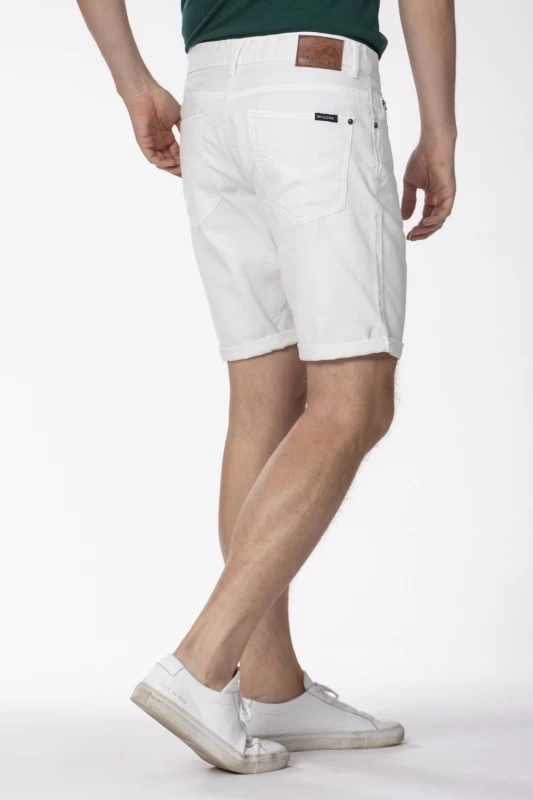 Bermuda in denim leggero bianco vestibilità morbida AMIR