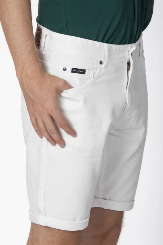 Bermuda in denim leggero bianco vestibilità morbida AMIR
