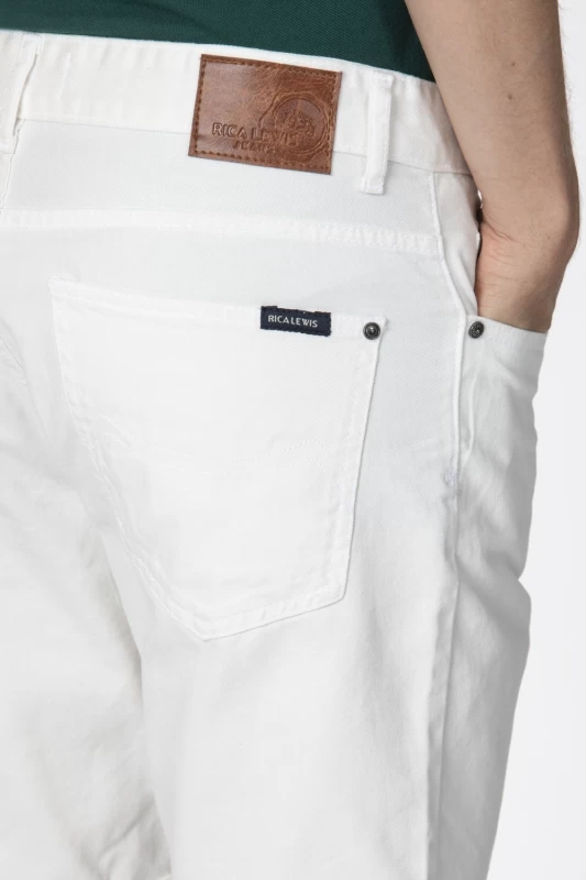 Bermuda in denim leggero bianco vestibilità morbida AMIR