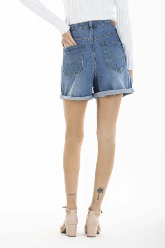 Short denim taille haute BARB