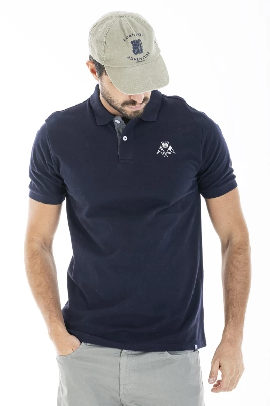 Polo brodé COEN BLEU
