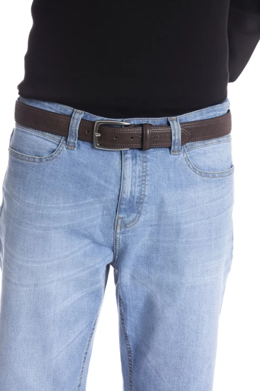 Ceinture ajustable marron avec boucle acier mat CEINMA