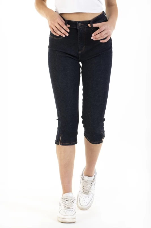 GLENDA slim push-up cropped pants in raw denim