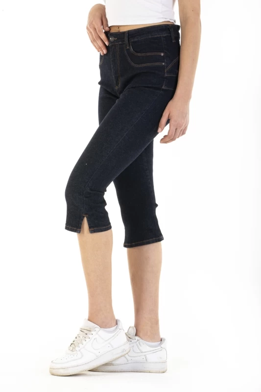 GLENDA slim push-up cropped pants in raw denim