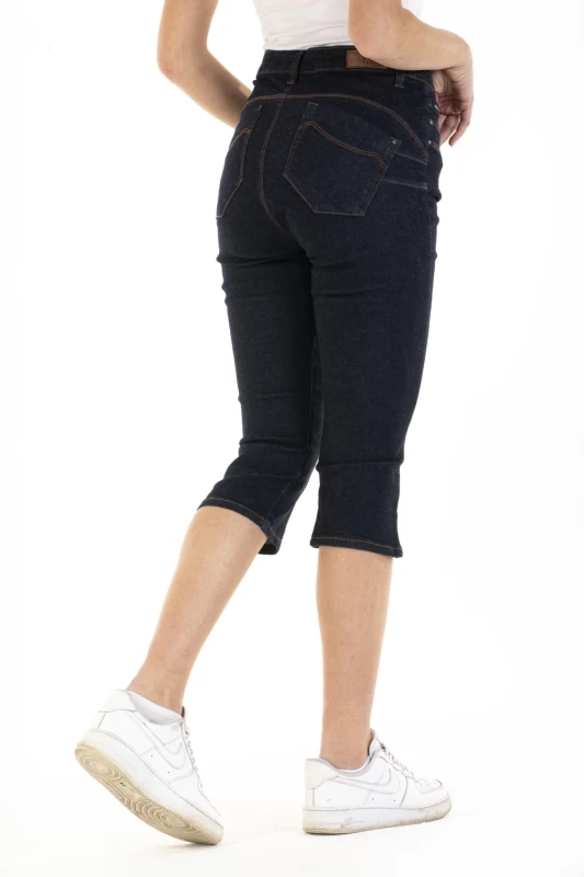 GLENDA slim push-up cropped pants in raw denim