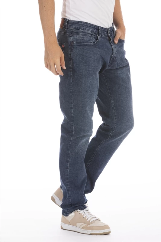 Jeans 5 poches brossée coupe droite stretch ARKON8 longueur 32cm