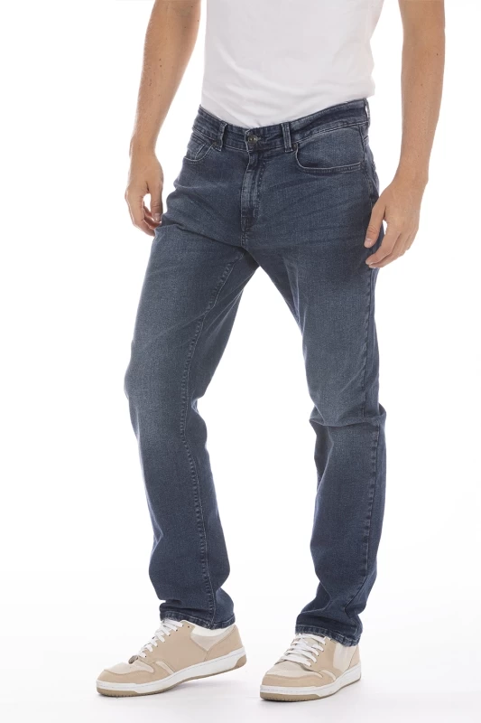 Jeans 5 poches brossée coupe droite stretch ARKON8 longueur 32cm