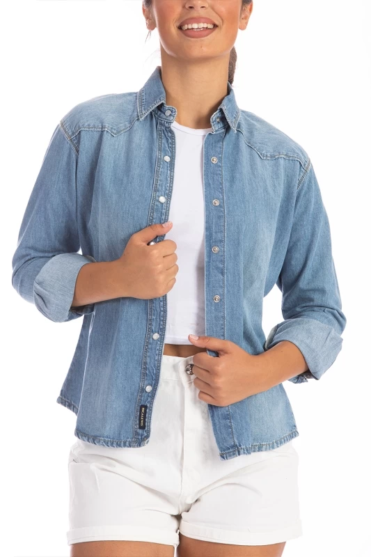 Chemise en denim bleached ROMMY