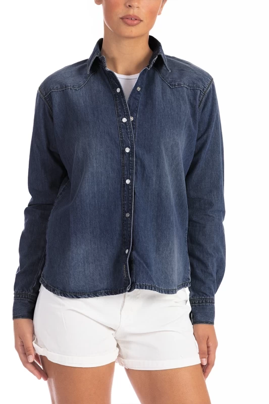Chemise en denim stone washed ROSANE