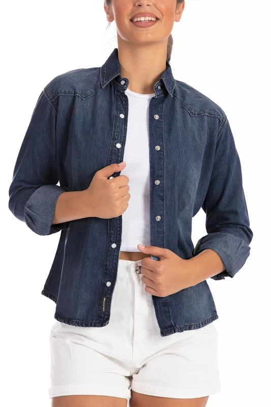 Chemise en denim stone washed ROSANE